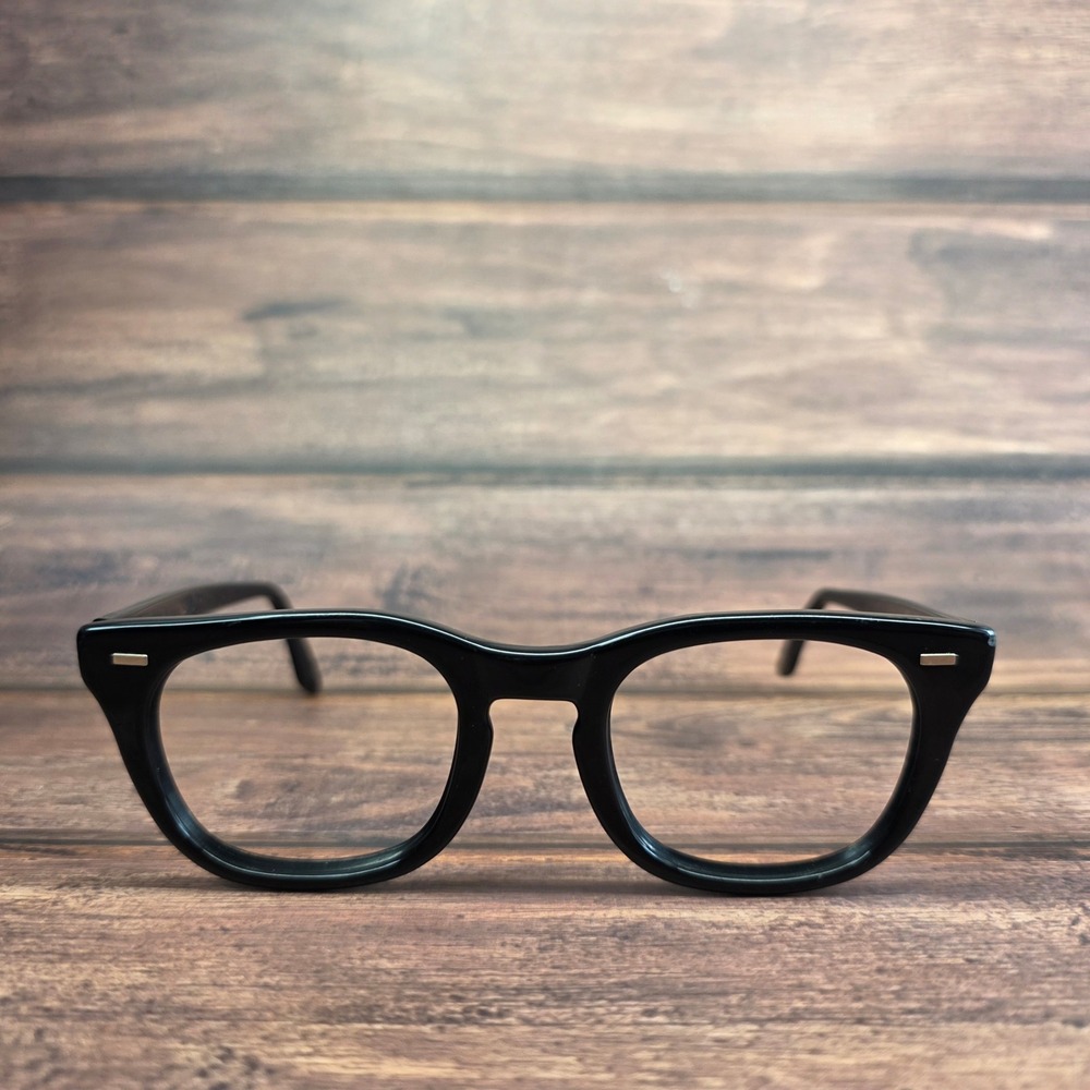Vintage USS Military Eyeglasses Frames Black 48-22 5 3/4 USA Made BCG